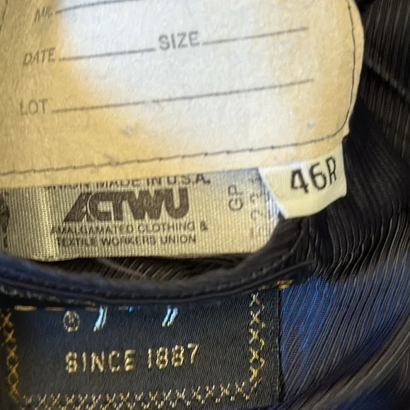 Hart Shaffner Marx 46R Navy Blue Wool Blazer Jacket Coat Two Button USA Viracle - Picture 6 of 13